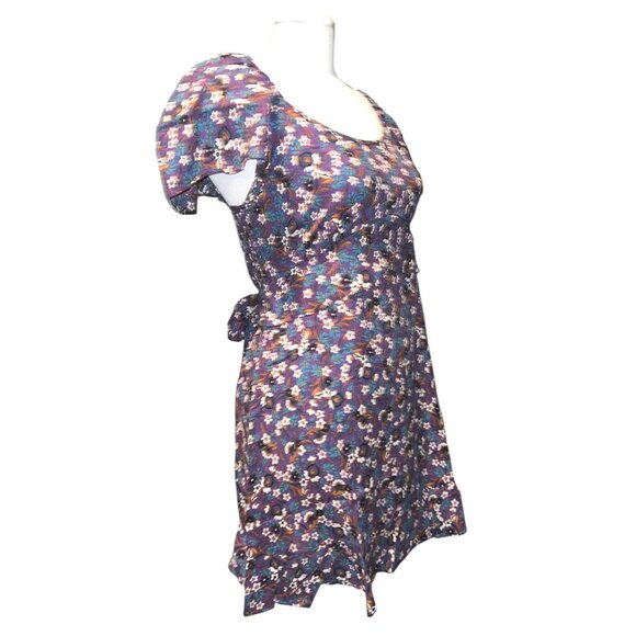 Band of the Free NWT Coraline Purple Floral Crossover Mini Dress Sz Medium Purpl - Picture 10 of 12